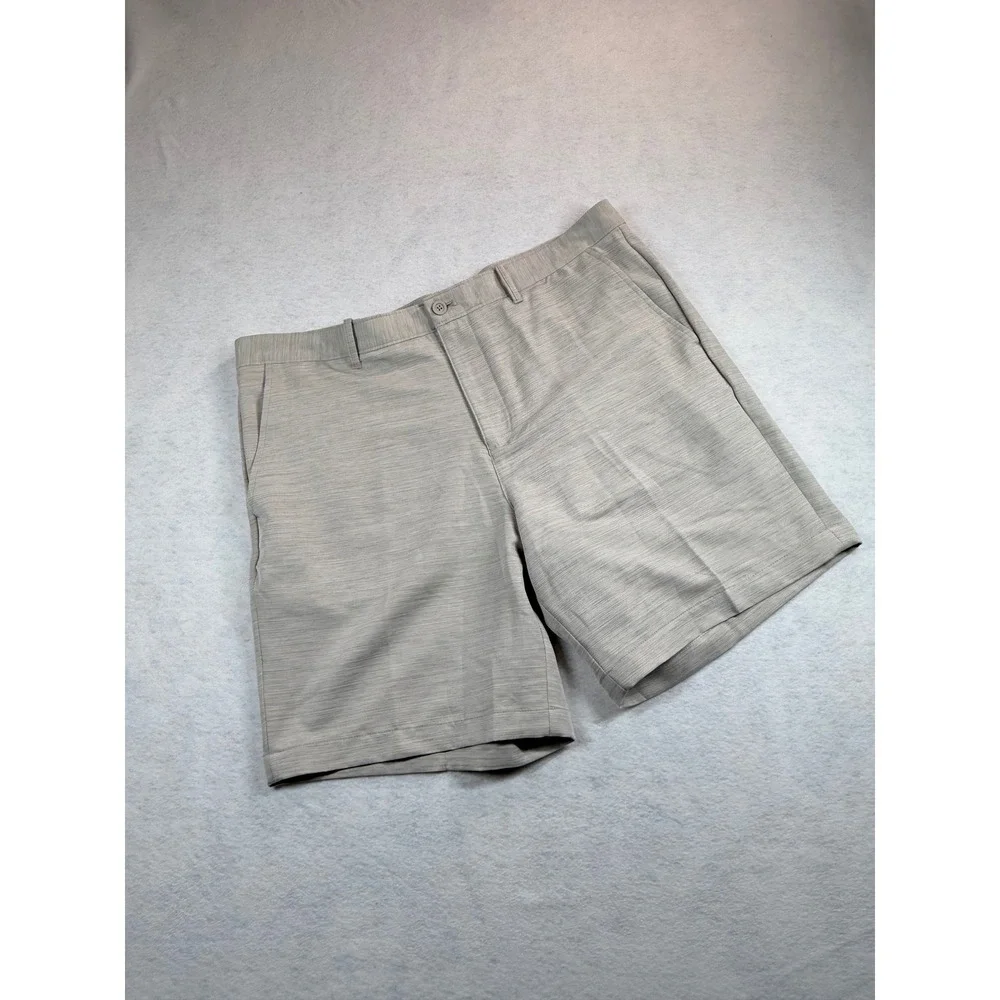 Original Penguin Mens 38 Golf Shorts Travertine Tan Slim Fit Stretch 8in Inseam